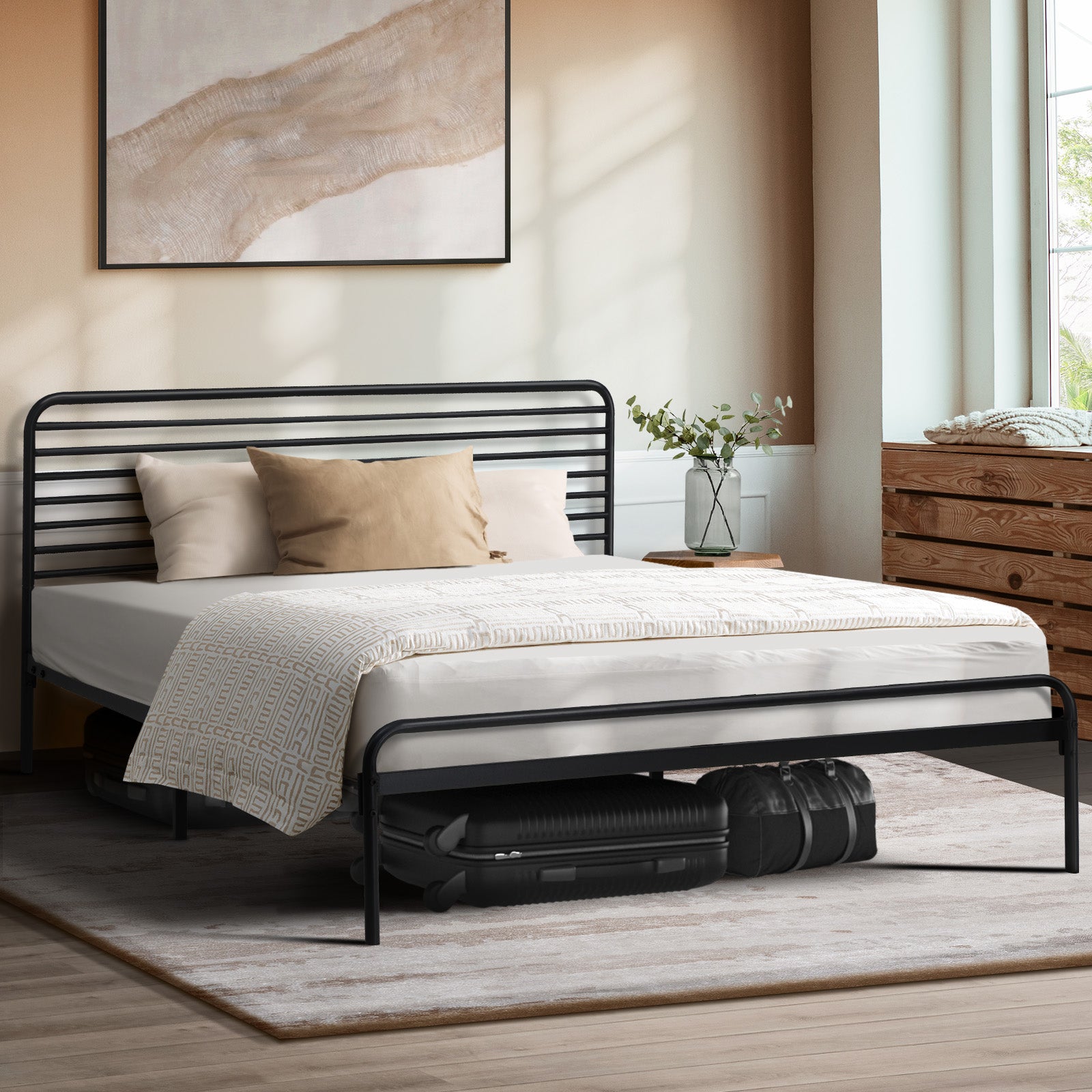 Oikiture Metal Bed Frame Double Size Bed Base Beds Platform - Sunyee
