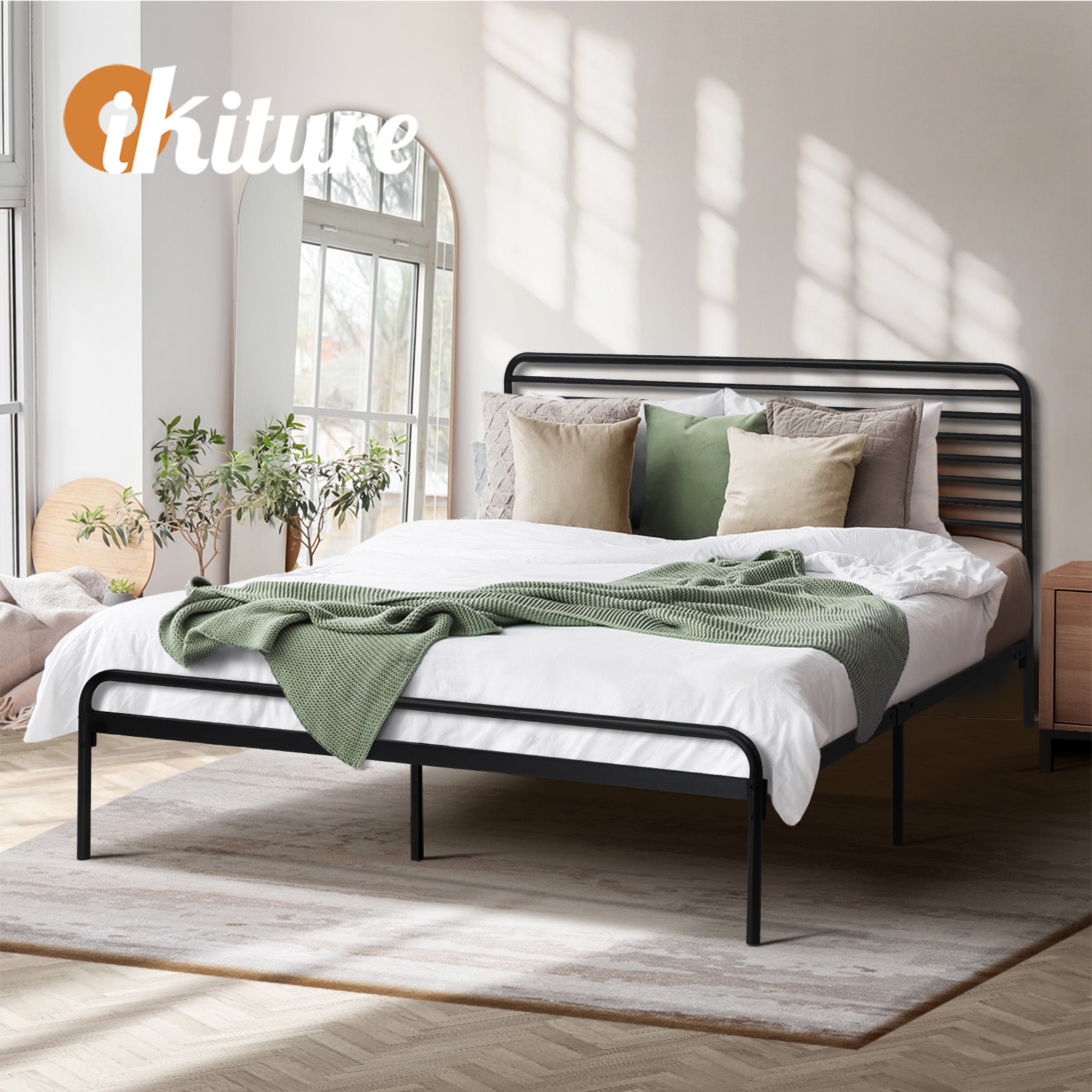 Oikiture Metal Bed Frame Double Size Bed Base Beds Platform - Sunyee