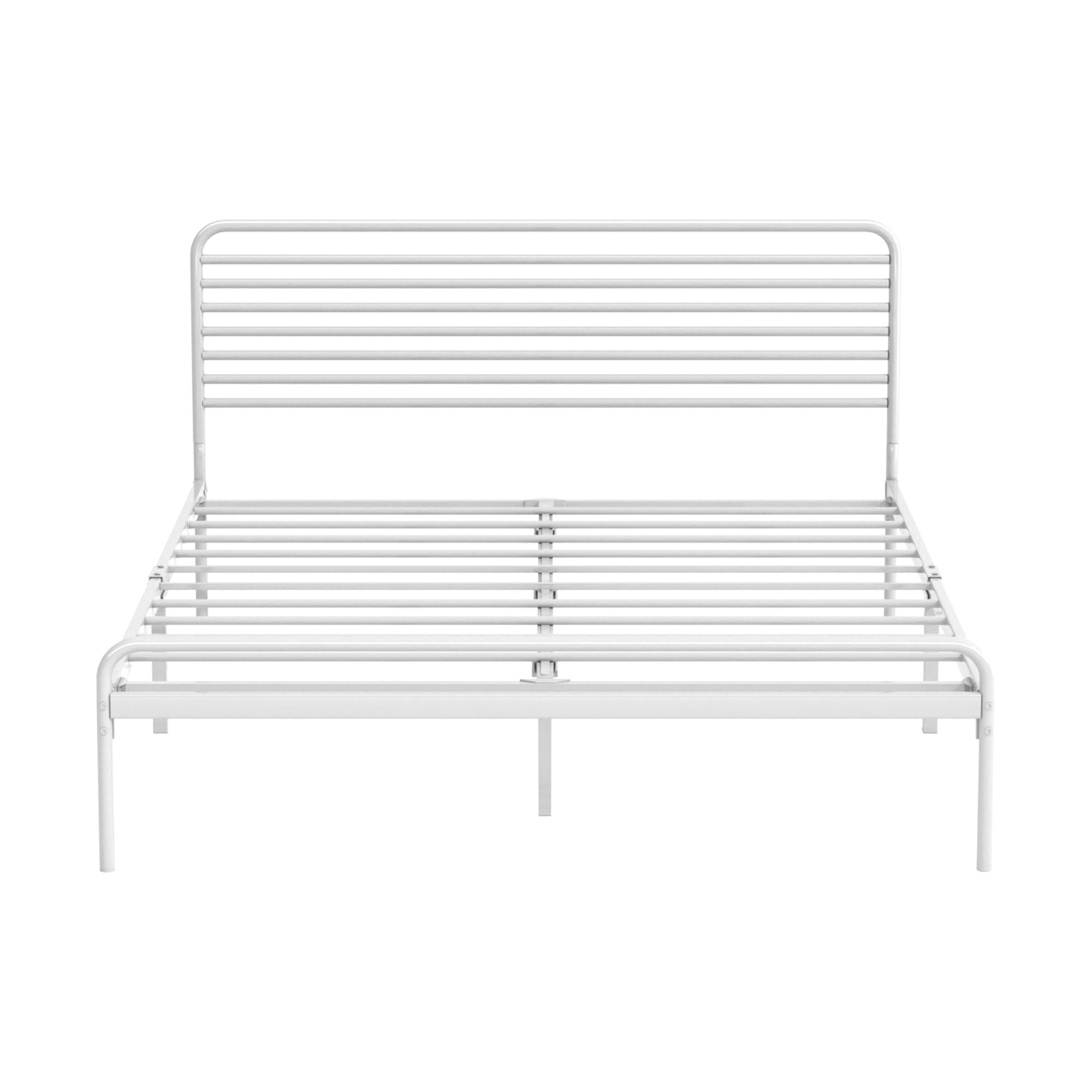 Oikiture Metal Bed Frame Double Size Bed Base Beds Platform White - Sunyee