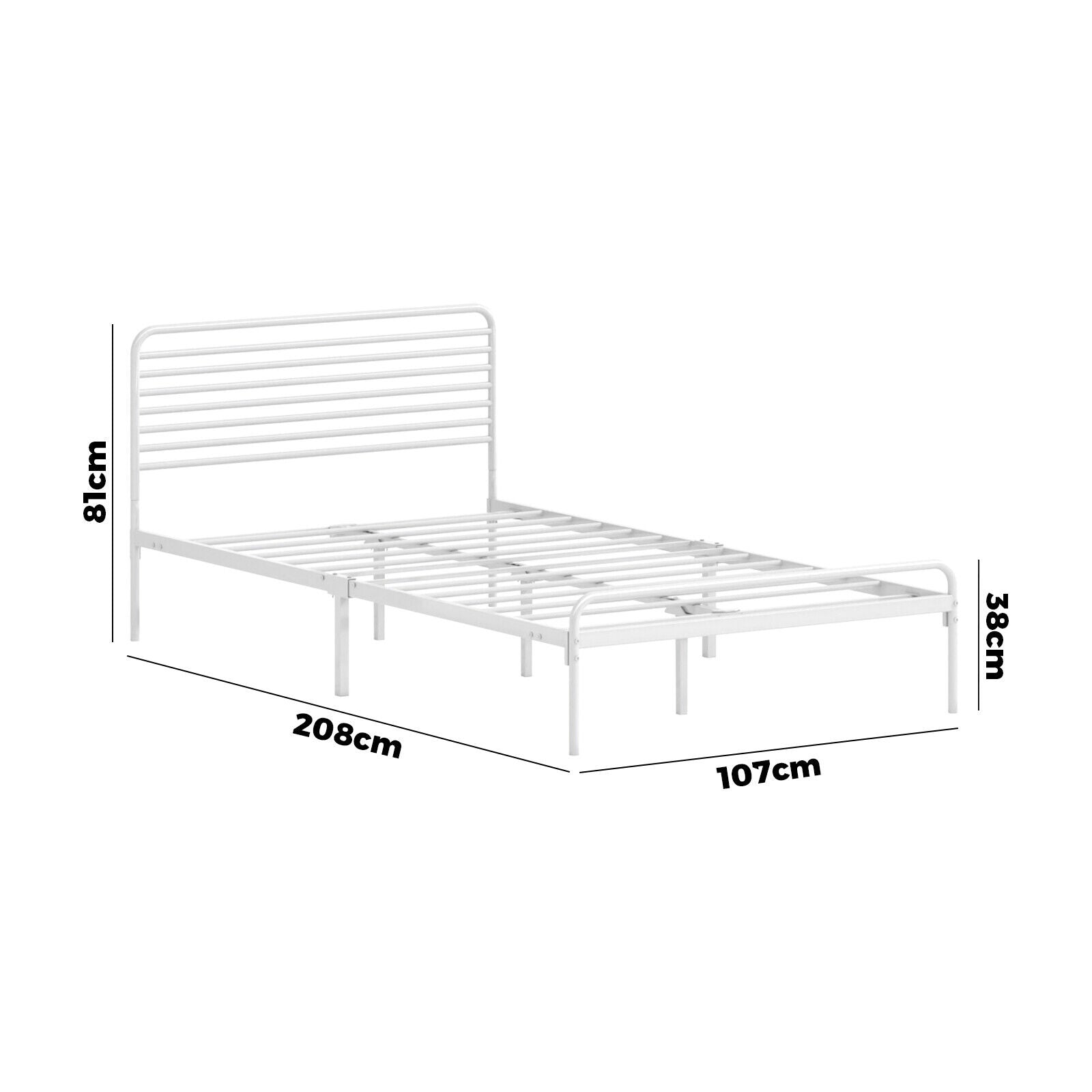Oikiture Metal Bed Frame King Single Bed Base Beds Platform White - Sunyee