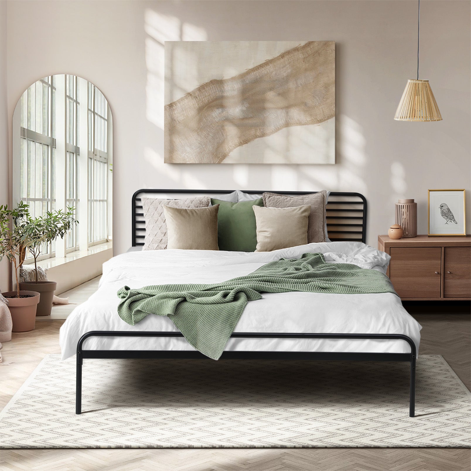 Oikiture Metal Bed Frame Queen Size Bed Base Platform - Sunyee