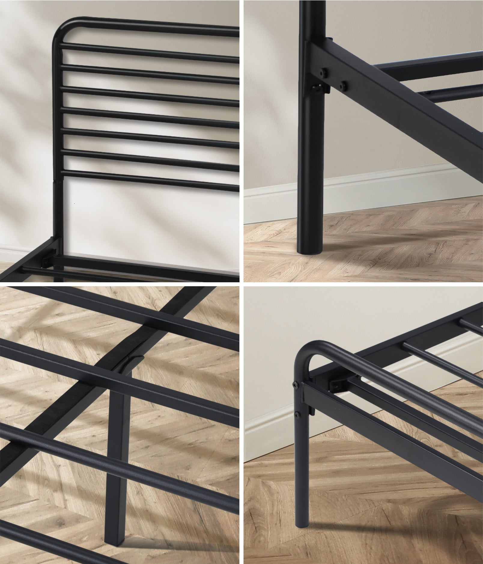 Oikiture Metal Bed Frame Queen Size Bed Base Platform - Sunyee