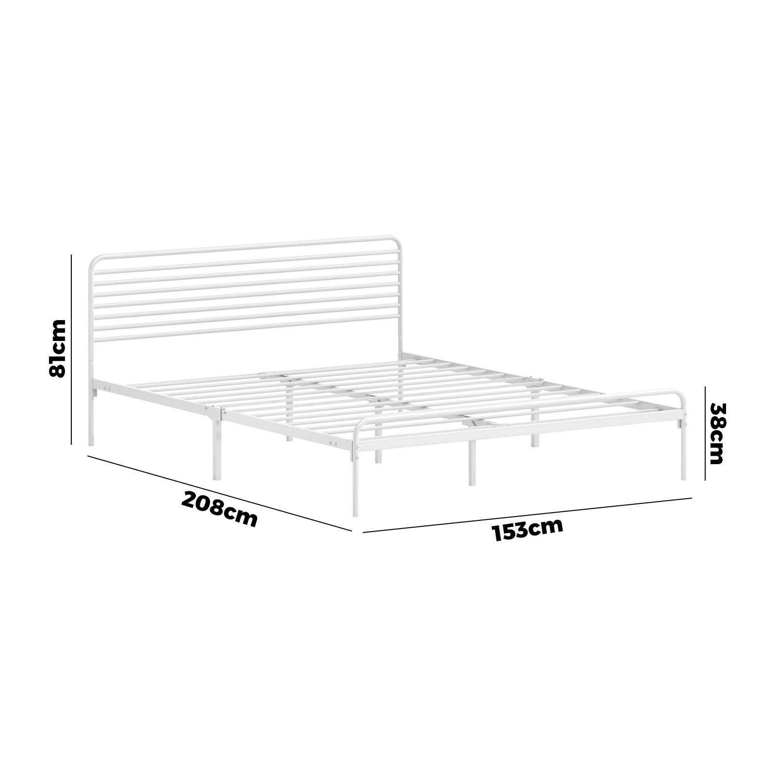 Oikiture Metal Bed Frame Queen Size Bed Base Beds Platform White - Sunyee