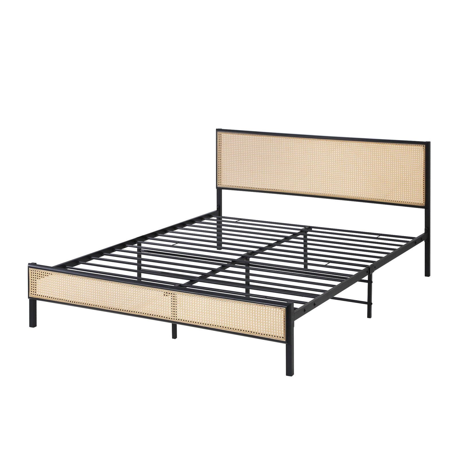 Oikiture Metal Bed Frame Double Size Beds Base Platform Rattan - Sunyee
