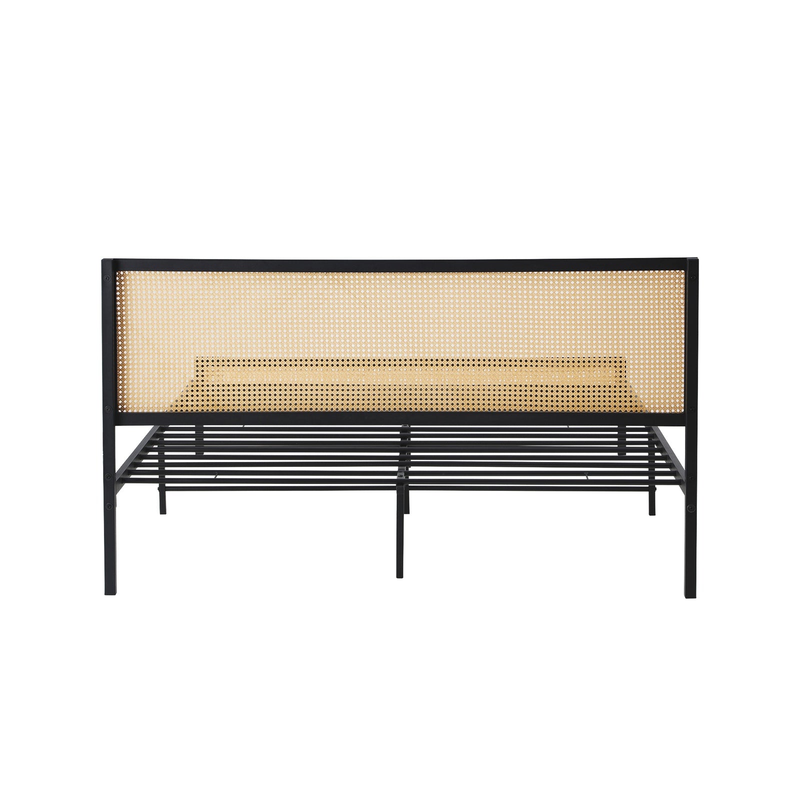 Oikiture Metal Bed Frame Double Size Beds Base Platform Rattan - Sunyee