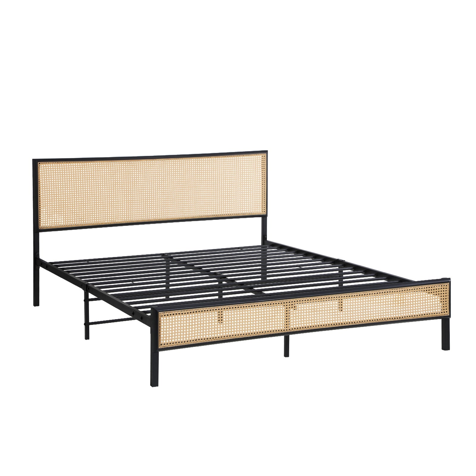 Oikiture Metal Bed Frame Double Size Beds Base Platform Rattan - Sunyee