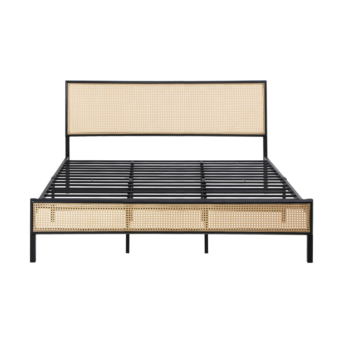 Oikiture Metal Bed Frame King Size Beds Base Platform Rattan - Sunyee