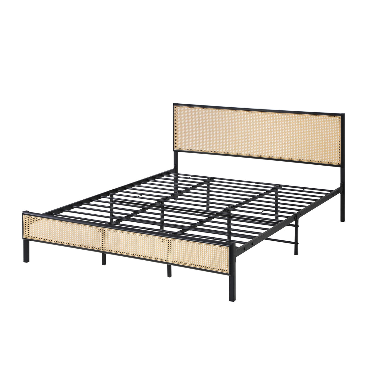 Oikiture Metal Bed Frame King Size Beds Base Platform Rattan - Sunyee