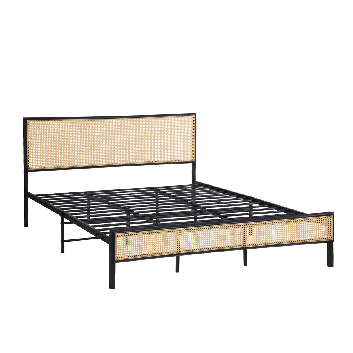 Oikiture Metal Bed Frame King Size Beds Base Platform Rattan - Sunyee