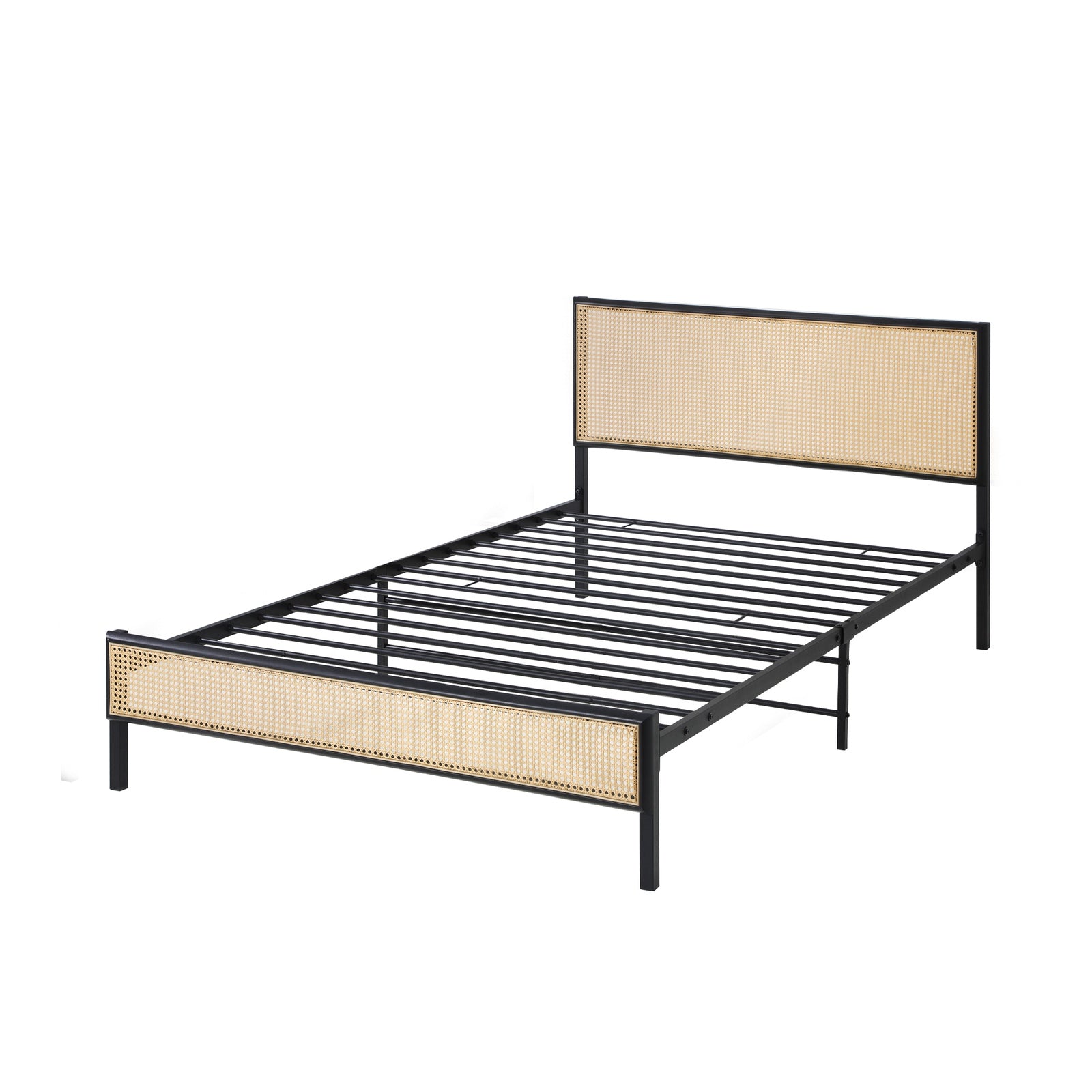 Oikiture Metal Bed Frame Single Size Beds Base Platform Rattan - Sunyee
