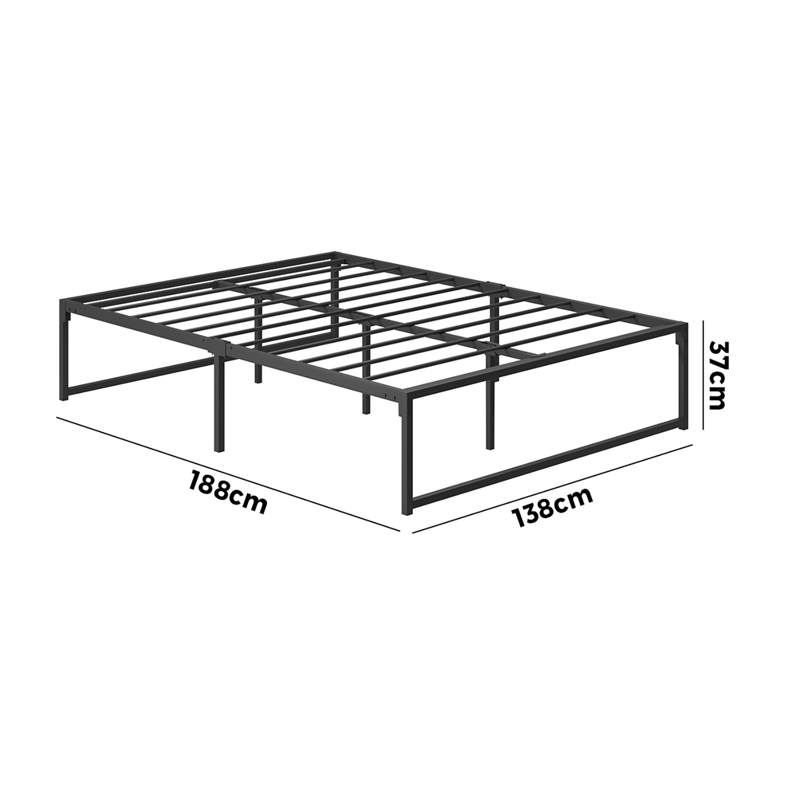 Oikiture Metal Bed Frame Double Size Beds Base Platform Black - Sunyee