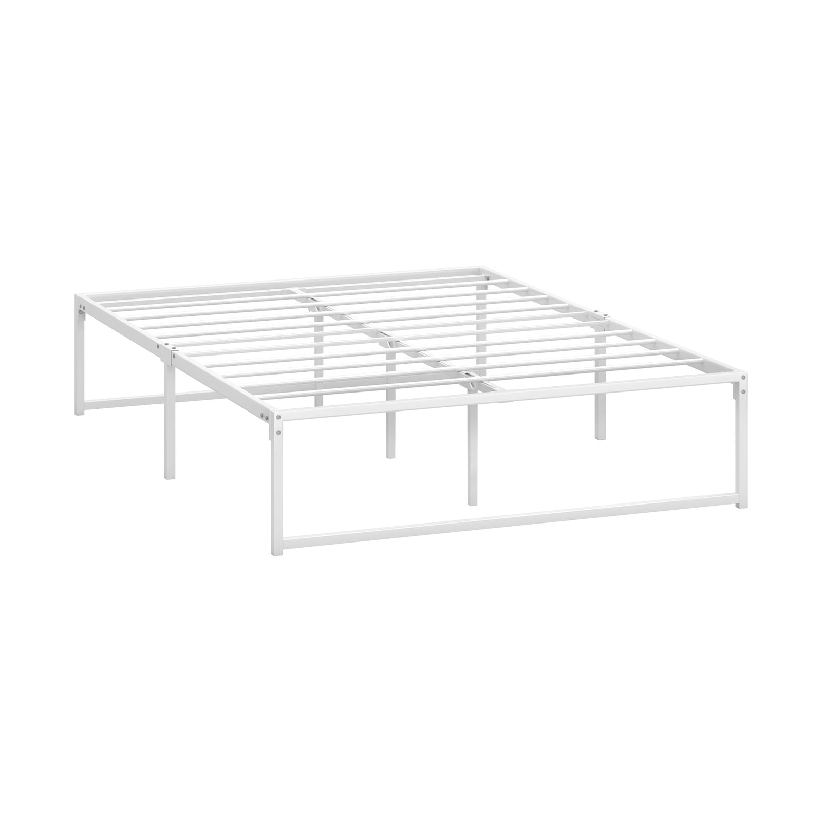 Oikiture Metal Bed Frame Double Size Beds Base Platform White - Sunyee