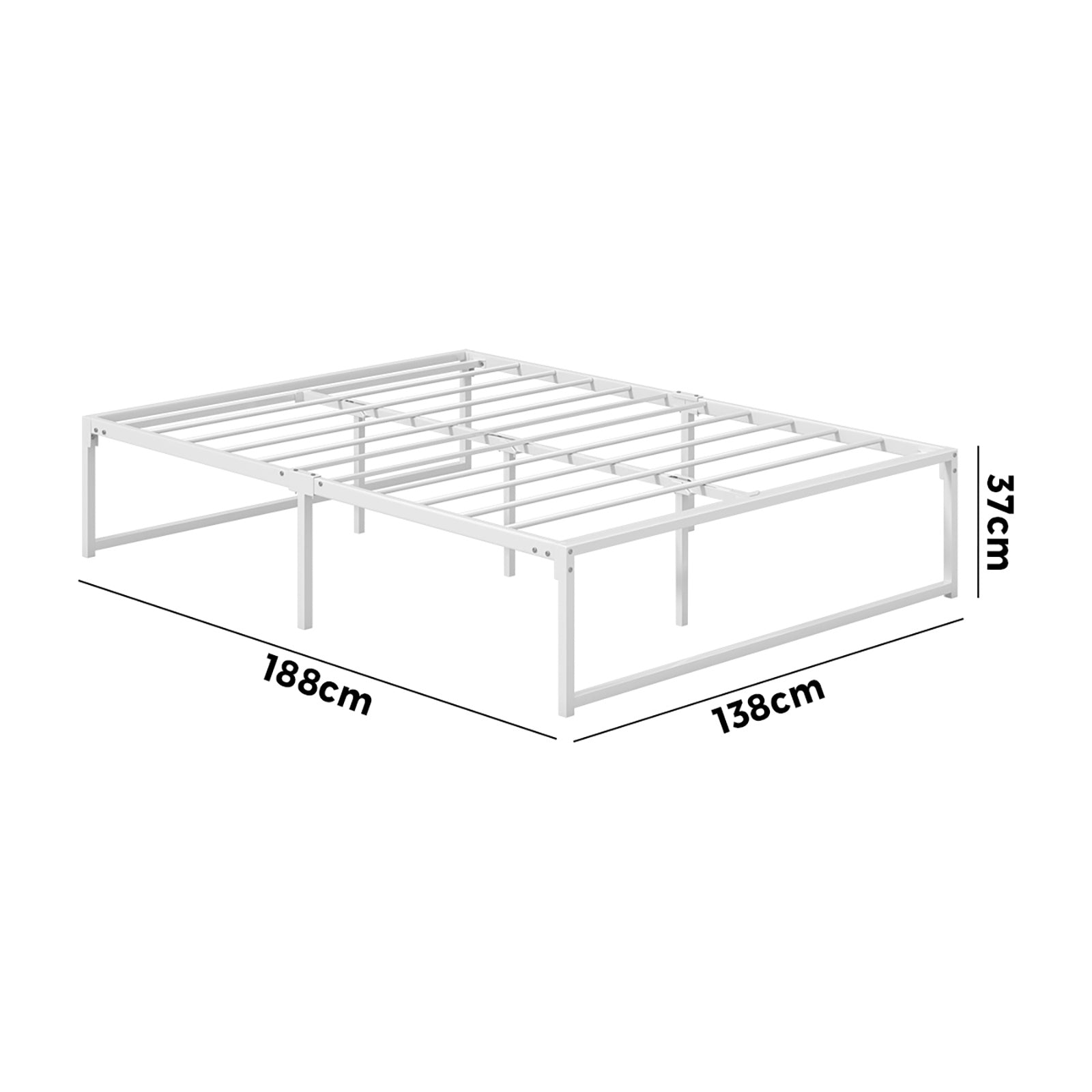Oikiture Metal Bed Frame Double Size Beds Base Platform White - Sunyee