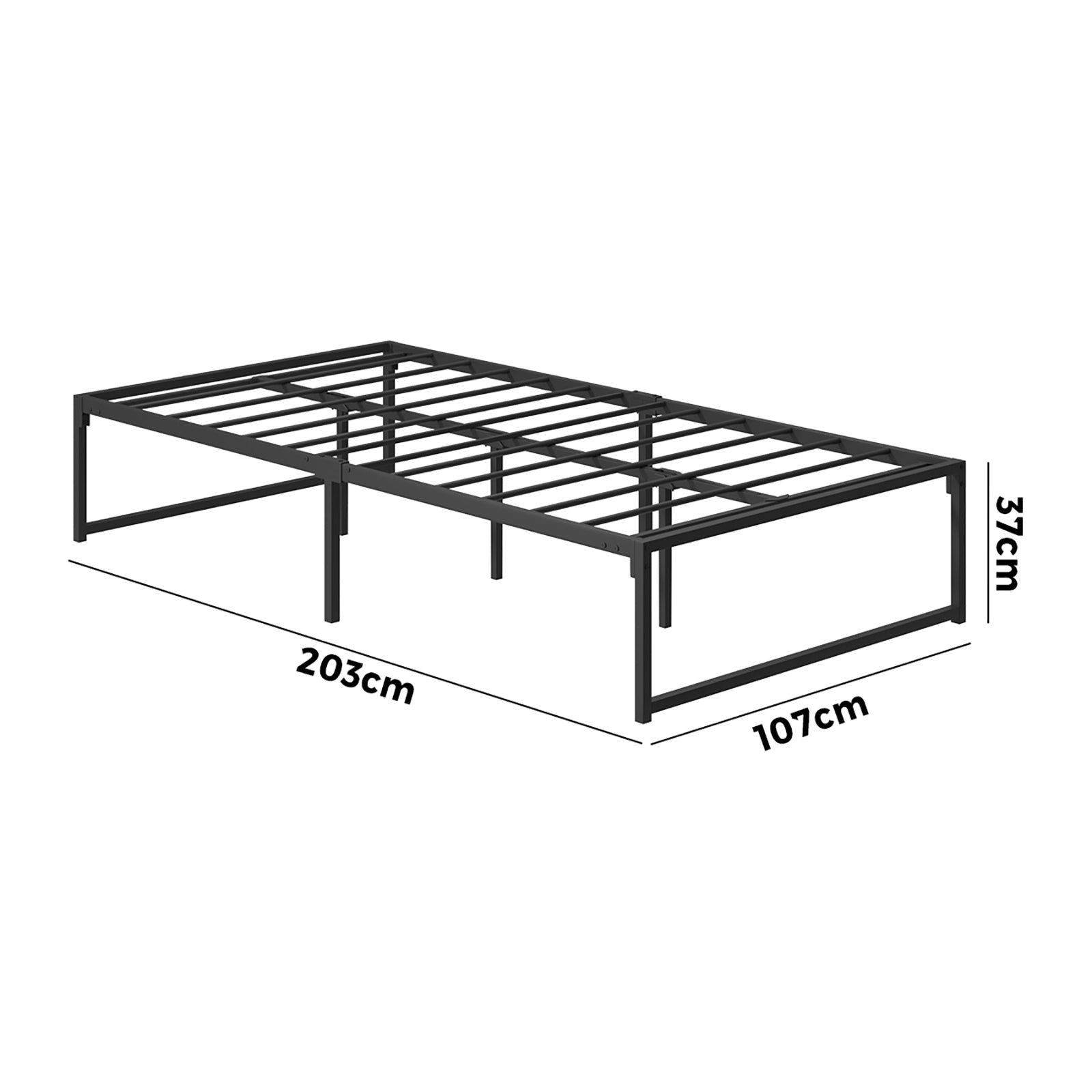 Oikiture Metal Bed Frame King Single Beds Base Platform Black - Sunyee