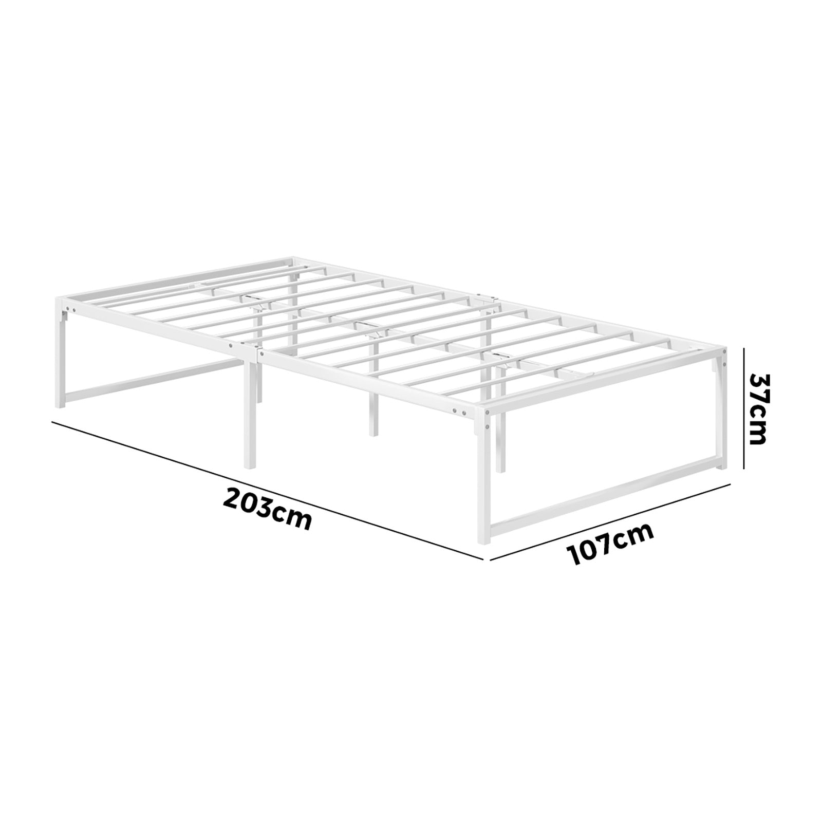 Oikiture Metal Bed Frame King Single Beds Base Platform White - Sunyee