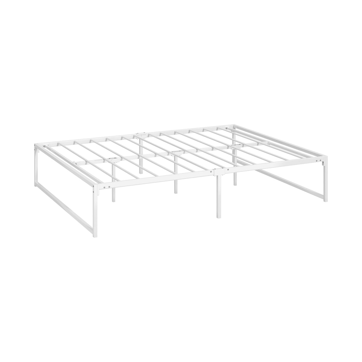 Oikiture Metal Bed Frame Queen Size Beds Base Platform White - Sunyee