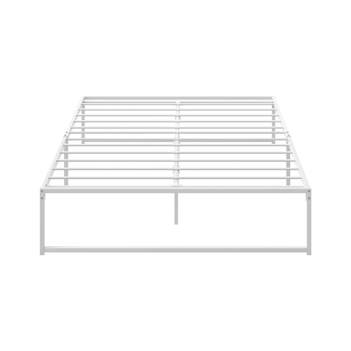 Oikiture Metal Bed Frame Queen Size Beds Base Platform White - Sunyee