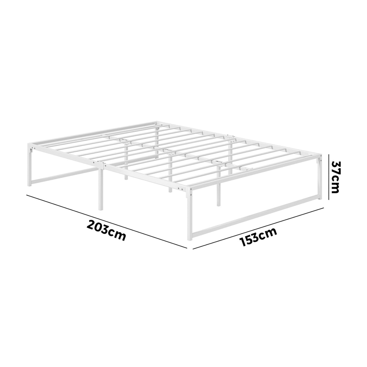 Oikiture Metal Bed Frame Queen Size Beds Base Platform White - Sunyee