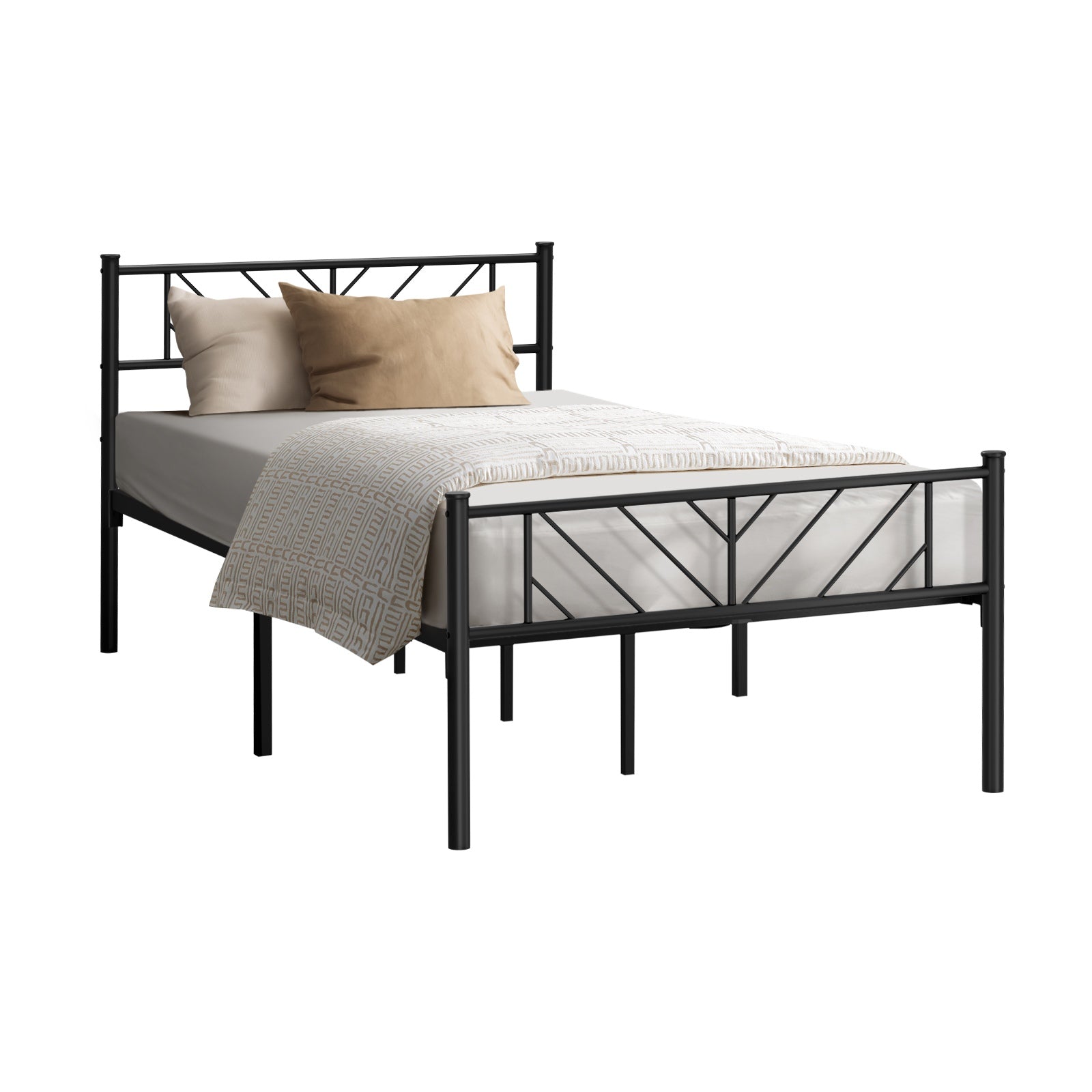 Oikiture Metal Bed Frame Queen Double King Single Base Platform Bedroom Black - Sunyee
