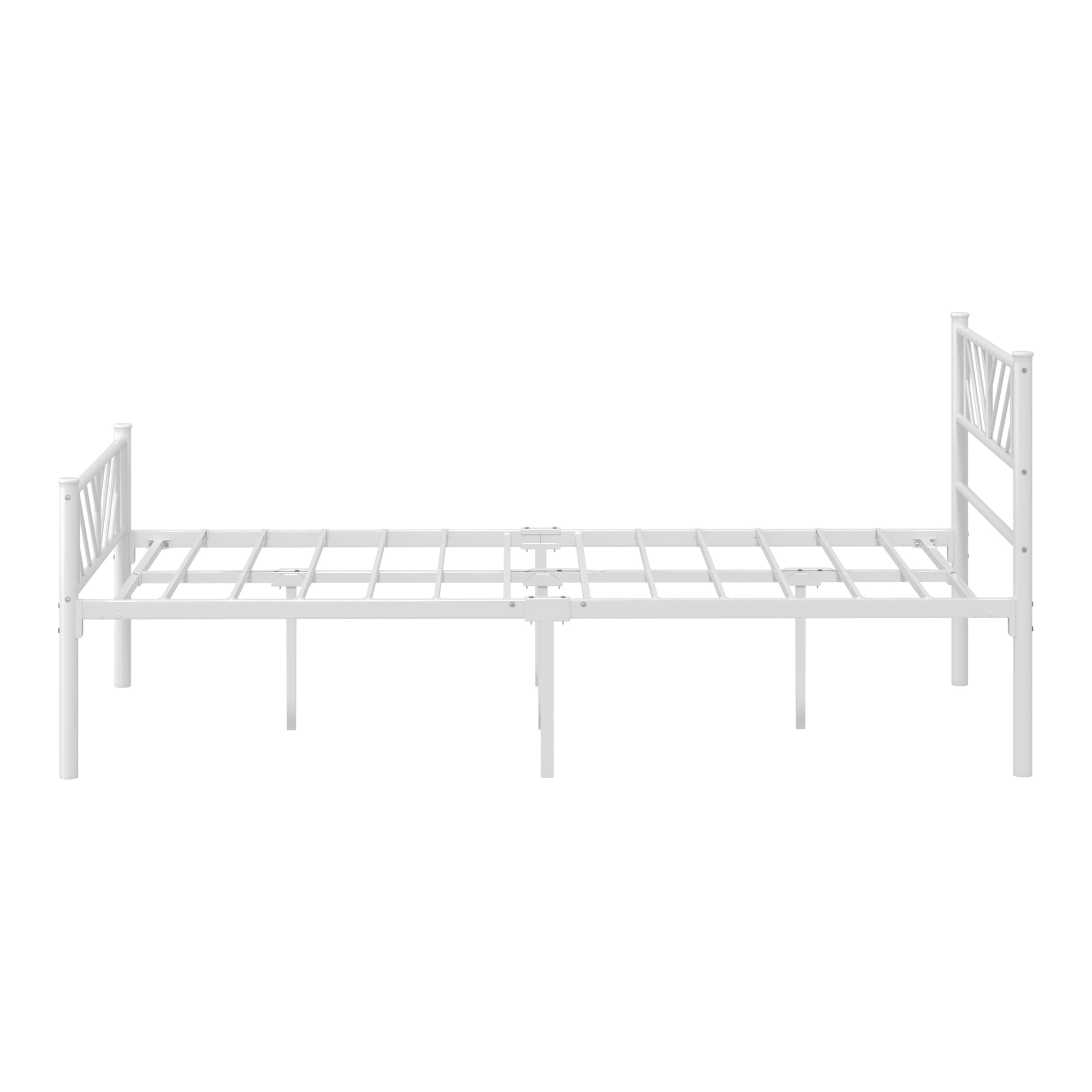 Oikiture Metal Bed Frame King Single Size Metal Base Mattress Platform White