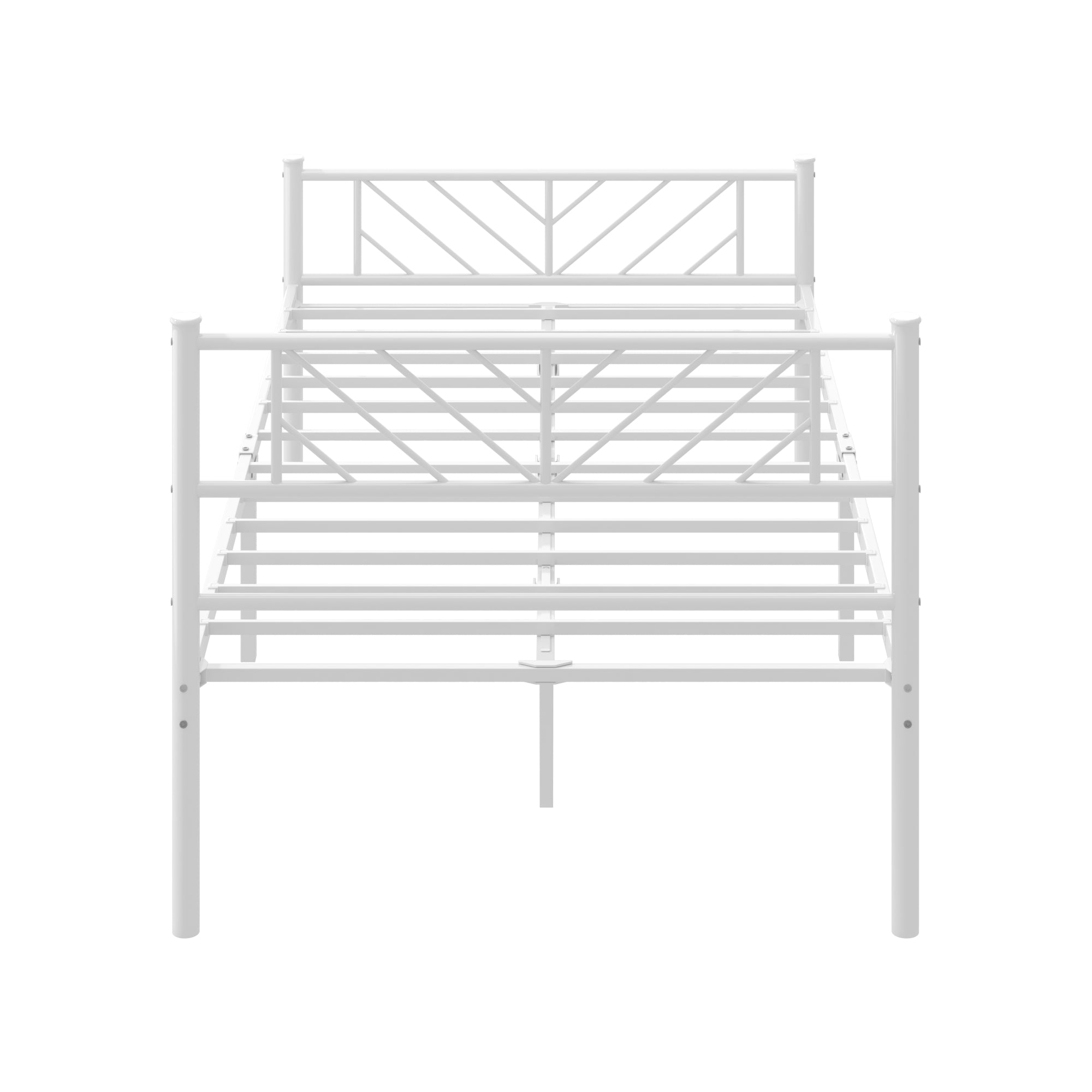 Oikiture Metal Bed Frame King Single Size Metal Base Mattress Platform White