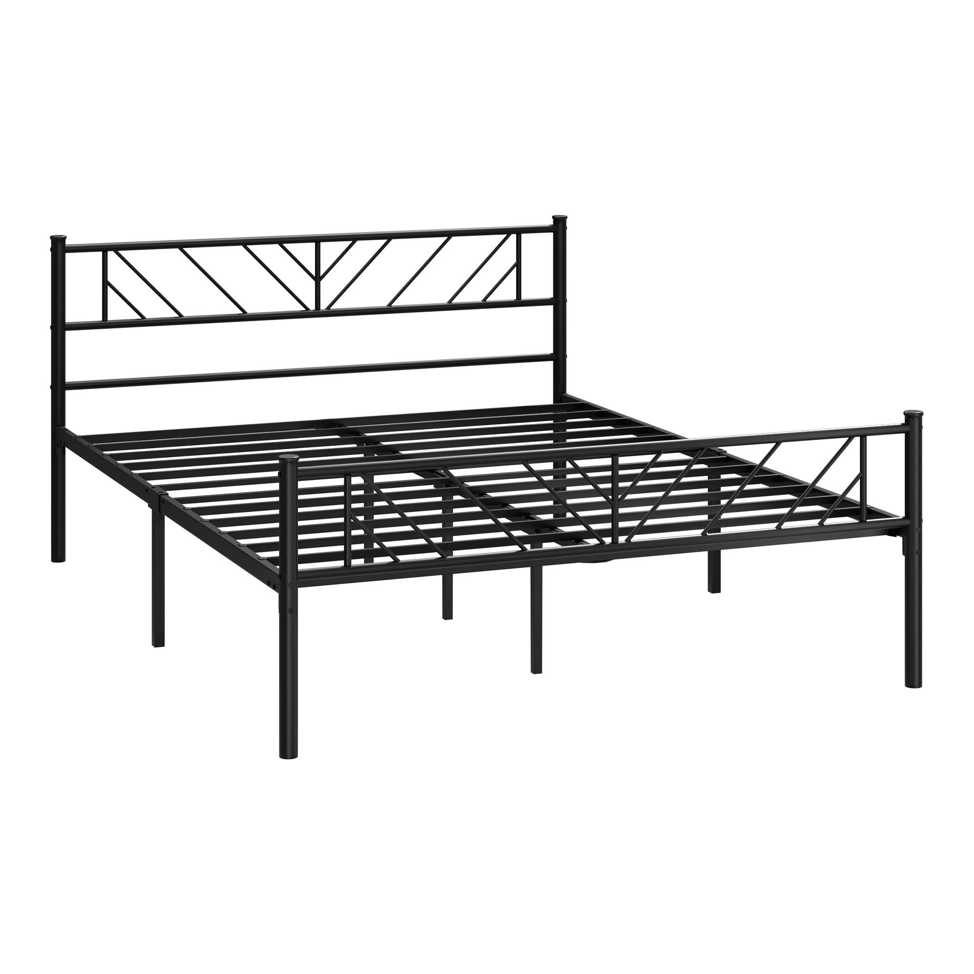 Oikiture Metal Bed Frame Queen Double King Single Base Platform Bedroom Black - Sunyee