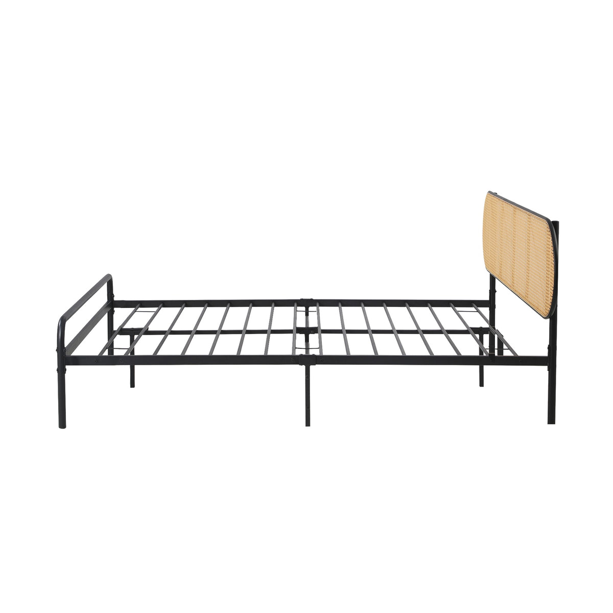 Oikiture Bed Frame Double Size Metal Base Platform with Rattan Headboard - Sunyee