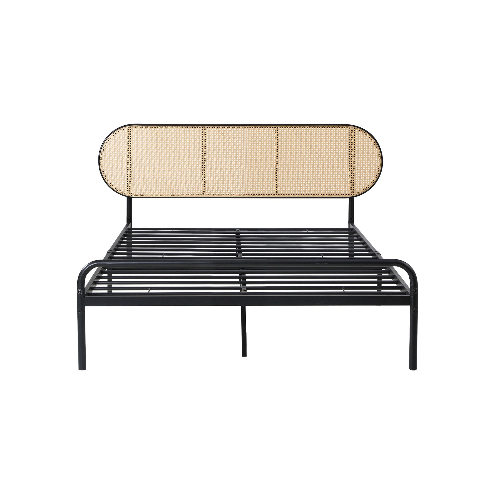 Oikiture Bed Frame King Single Metal Base Platform with Rattan Headboard - Sunyee