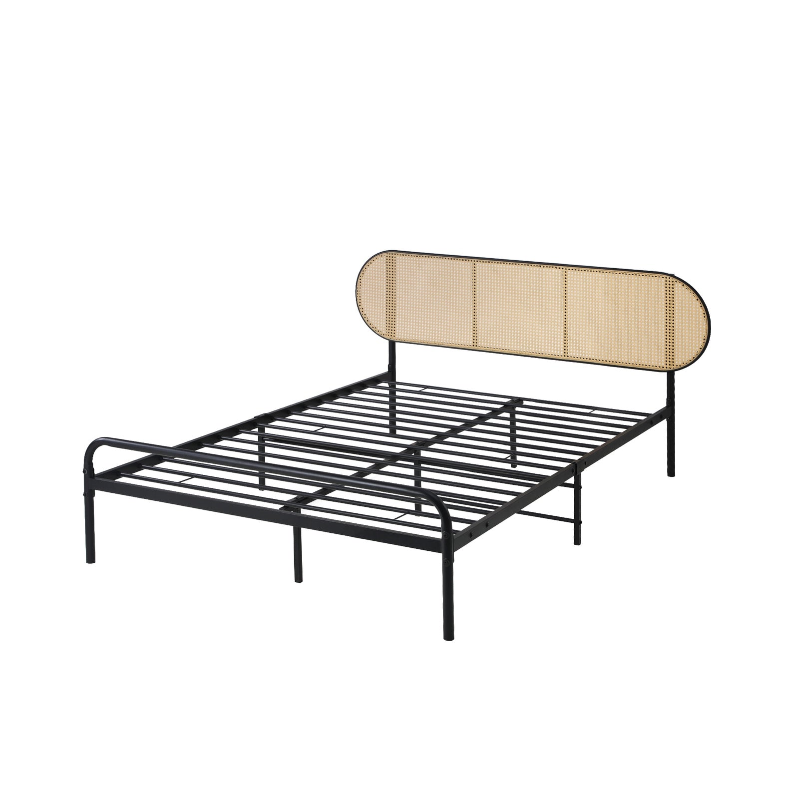 Oikiture Bed Frame King Single Metal Base Platform with Rattan Headboard - Sunyee