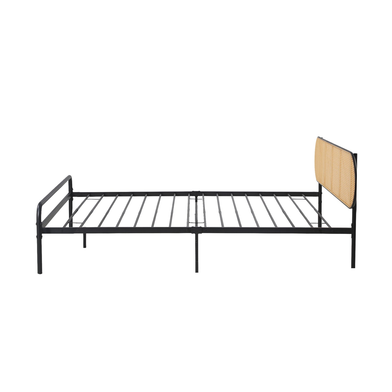 Oikiture Bed Frame Single Size Metal Base Platform with Rattan Headboard - Sunyee
