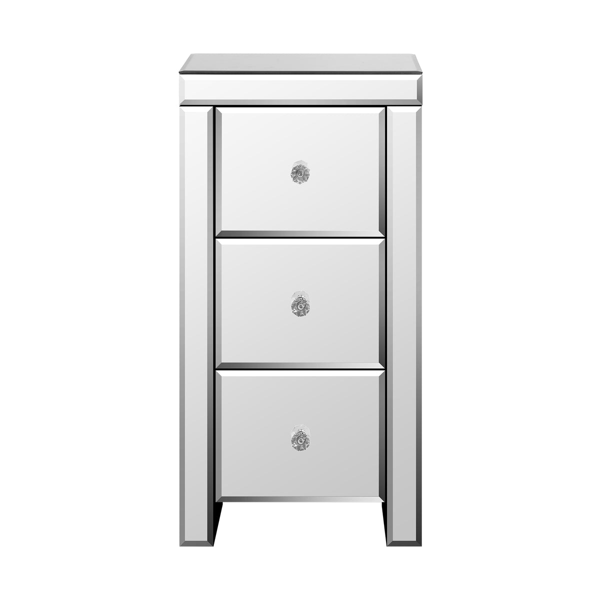 Oikiture Bedside Table 3 Drawers Side Table Nightstand Mirrored Storag