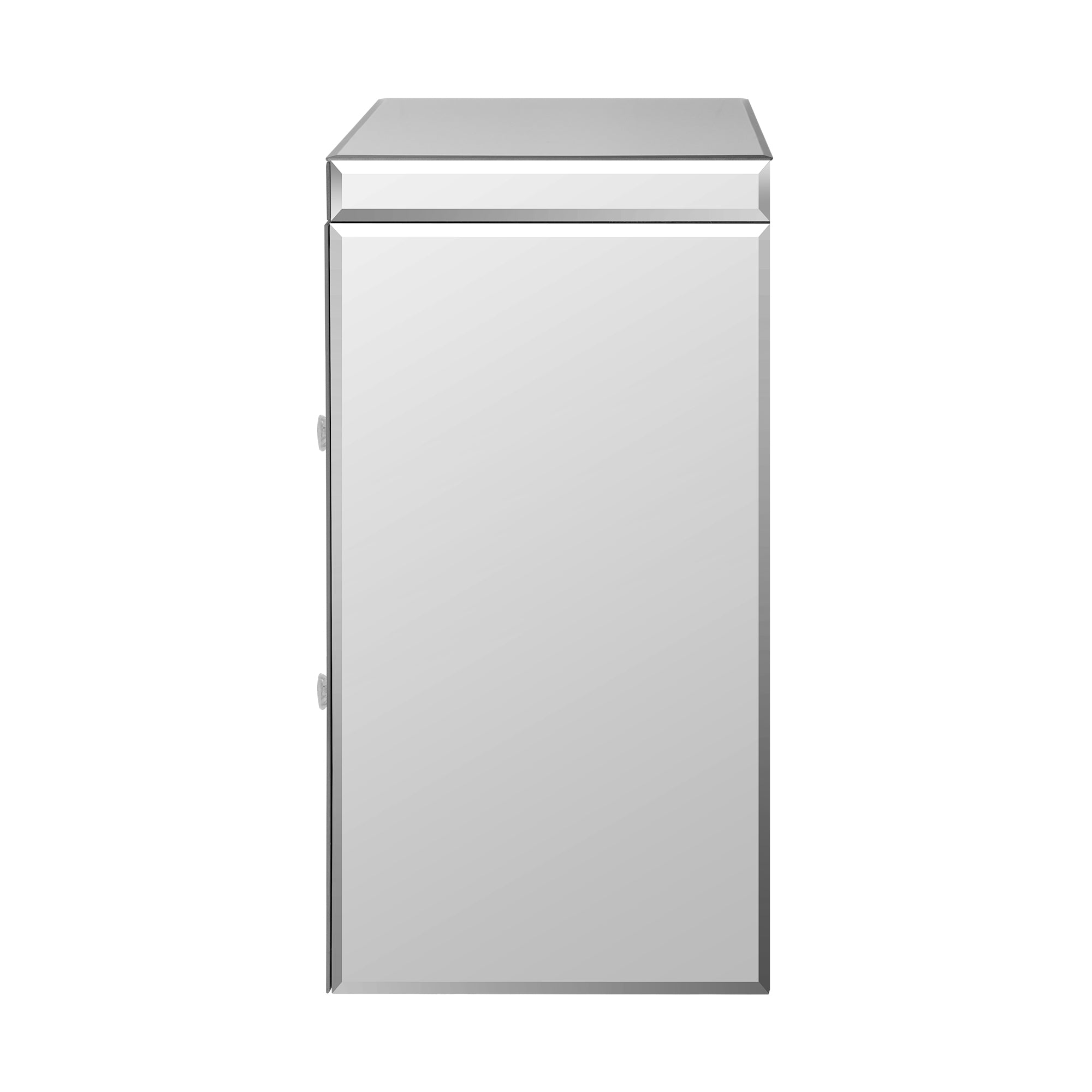 Oikiture Mirrored Storage Cabinet Bedside Table End Table w/ Acrylic Handles - Sunyee