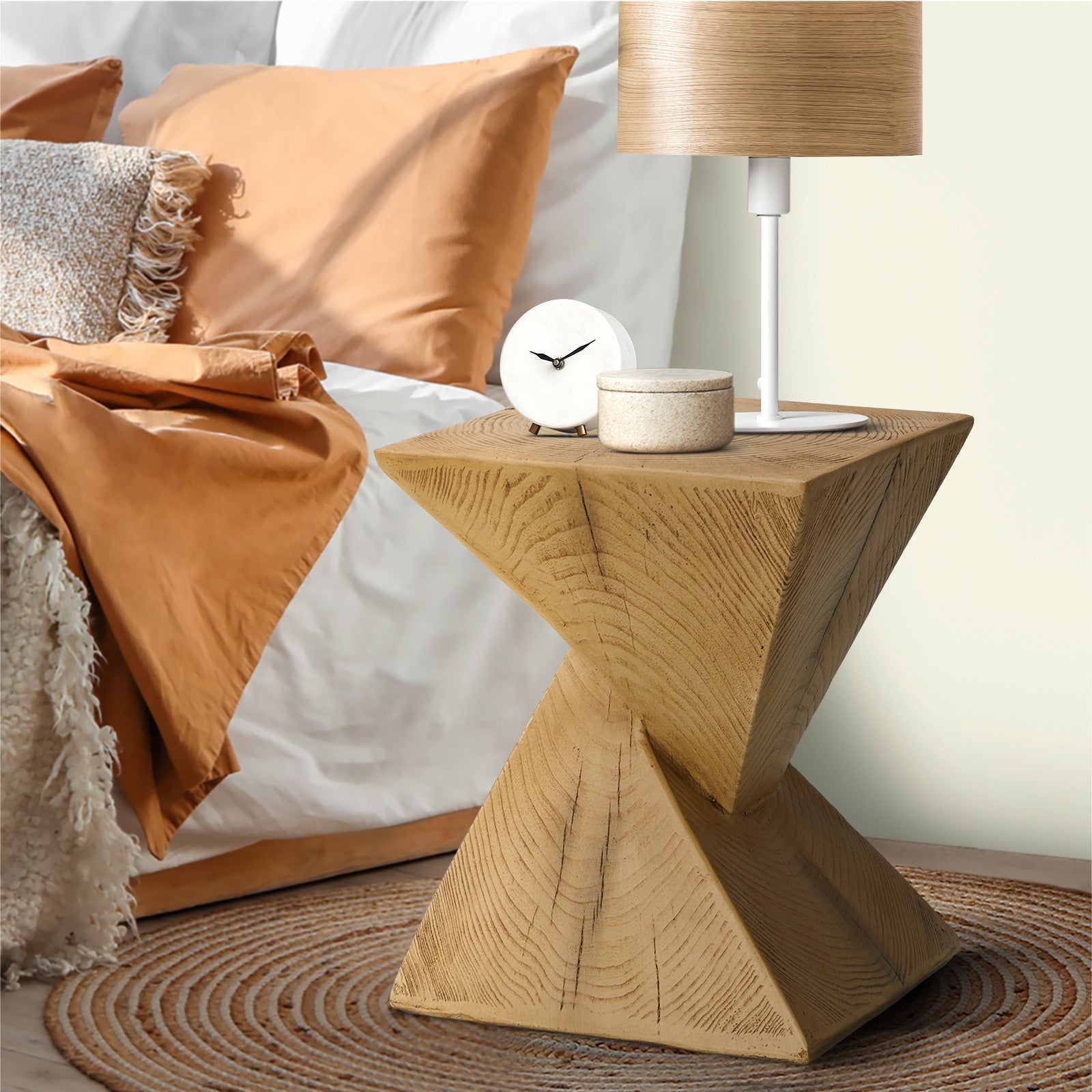 Oikiture Side Table Coffee Bedside End Stool Stand Terrazzo Concrete Outdoor - Sunyee