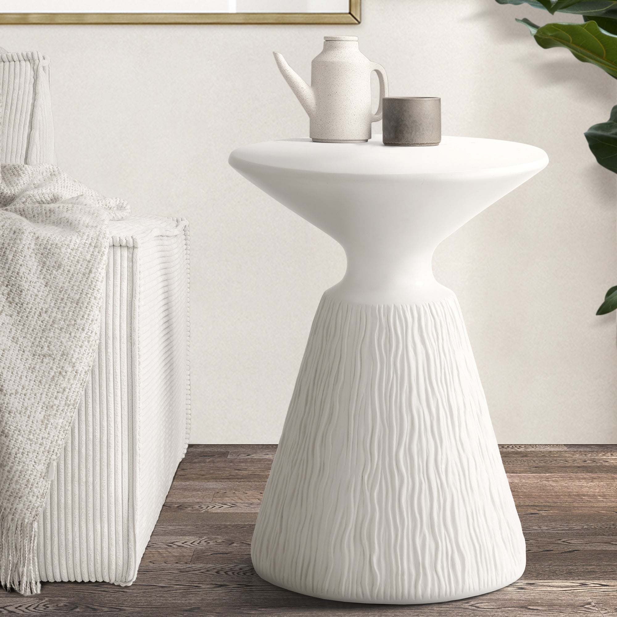 Oikiture Side Table Coffee Bedside End Stool Stand Terrazzo Indoor Outdoor - Sunyee