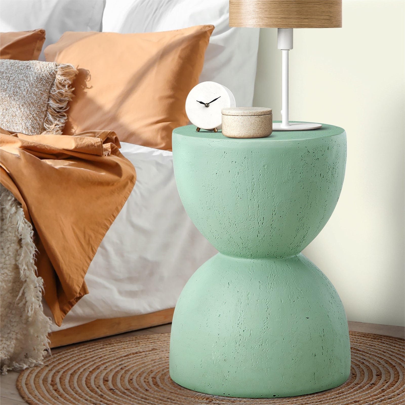 Oikiture Side Table Coffee Bedside End Stool Stand Stone Outdoor Indoor Green - Sunyee