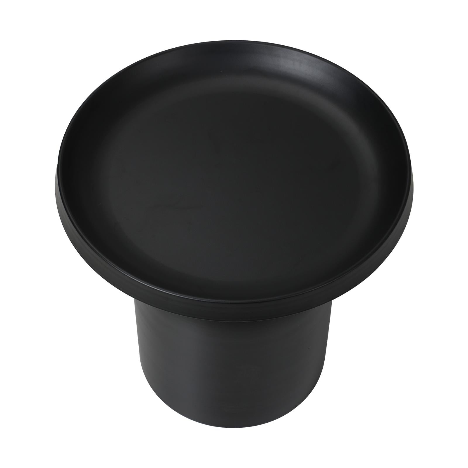 Oikiture Coffee Side Table Round Bedside Sofa Tea End Tables Steel Metal Black - Sunyee