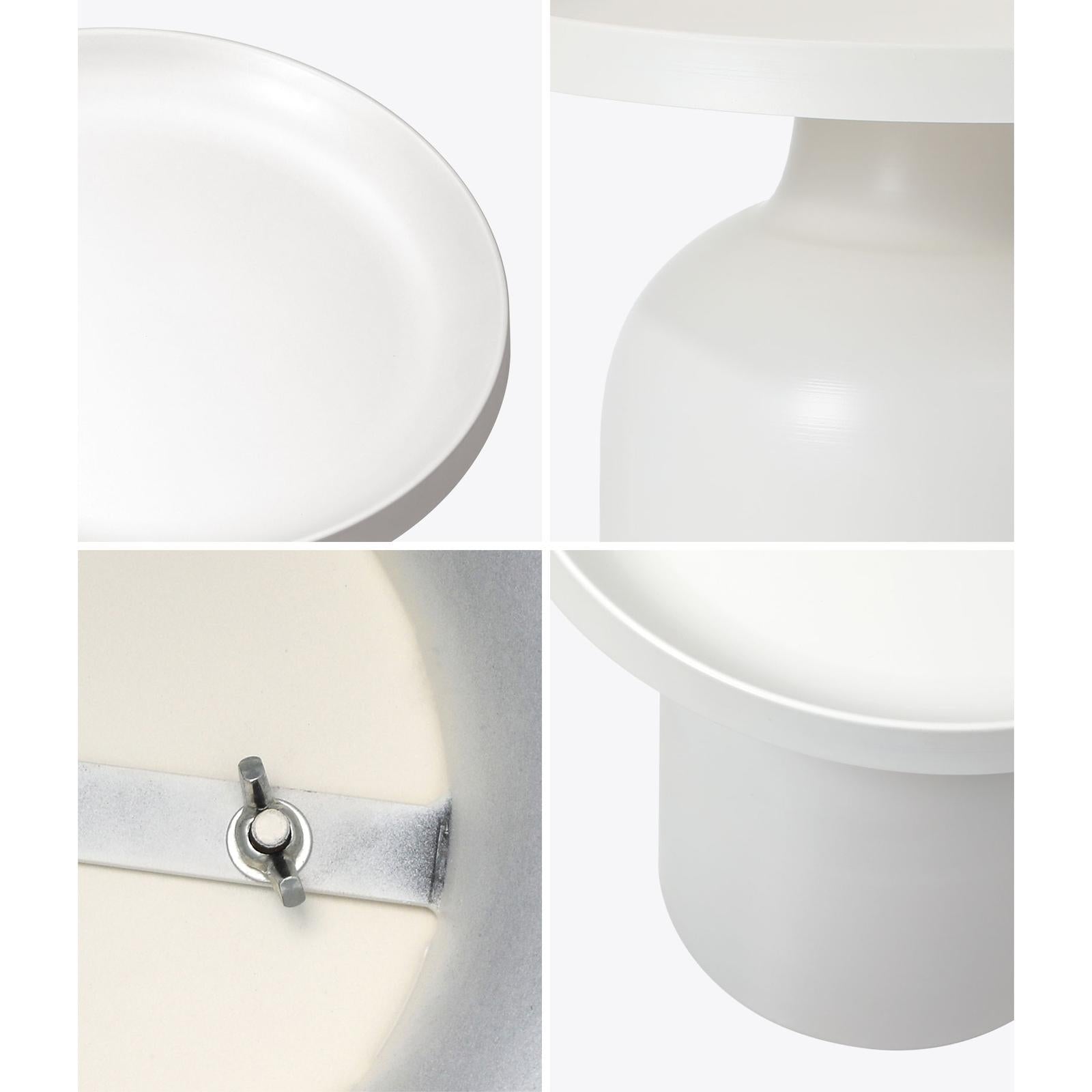 Oikiture Coffee Side Table Round Bedside Sofa Tea End Tables Steel Metal White - Sunyee