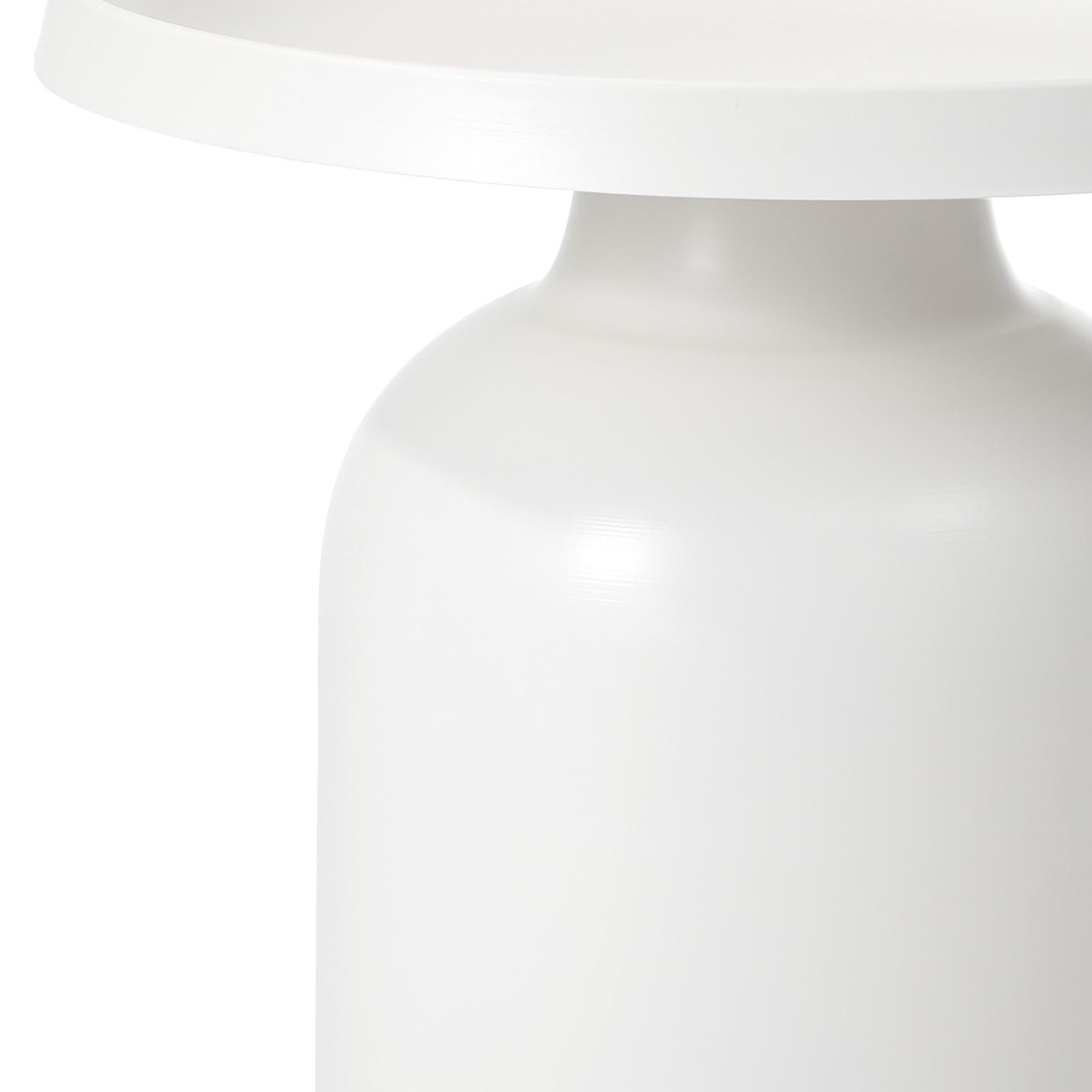 Oikiture Coffee Side Table Round Bedside Sofa Tea End Tables Steel Metal White - Sunyee