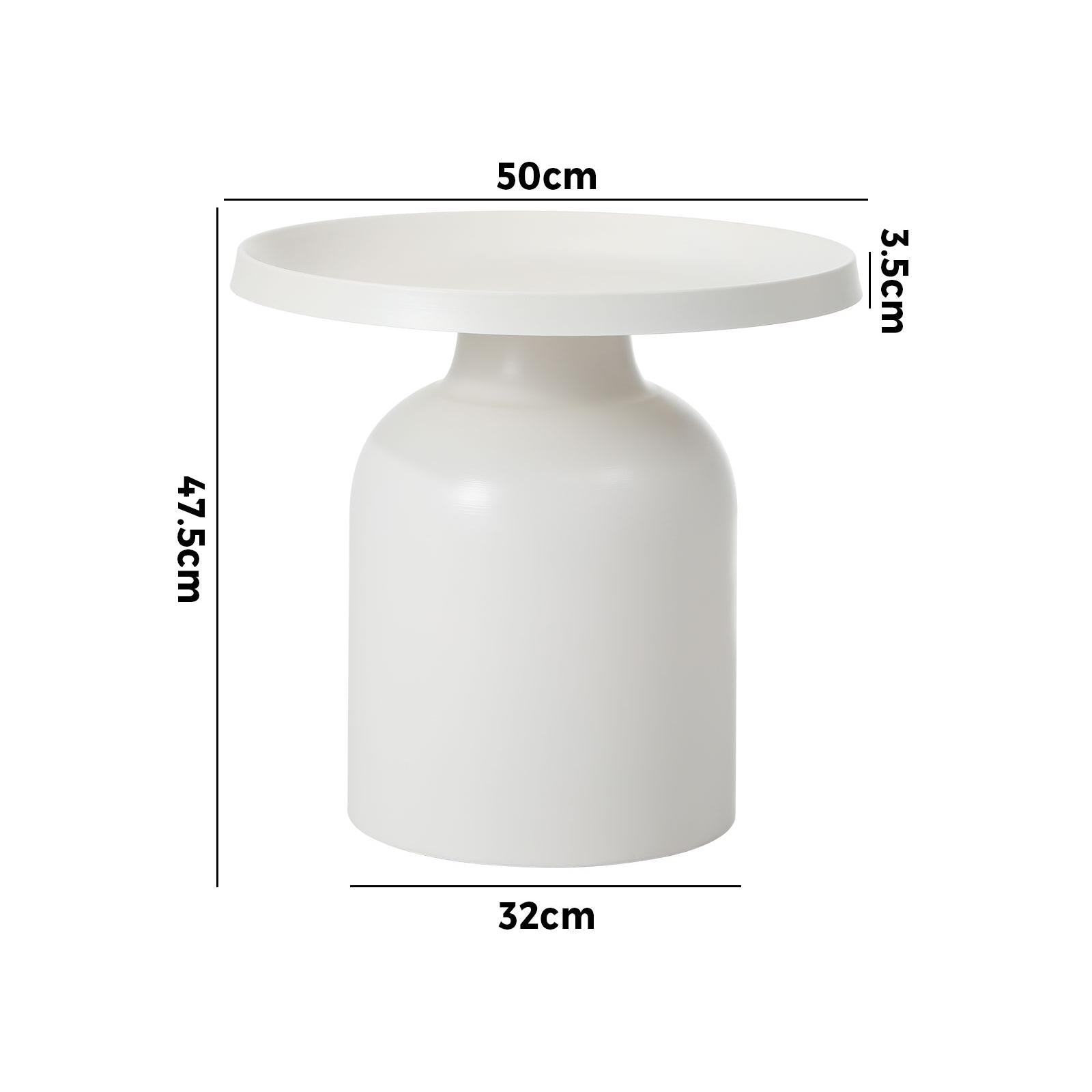 Oikiture Coffee Side Table Round Bedside Sofa Tea End Tables Steel Metal White - Sunyee