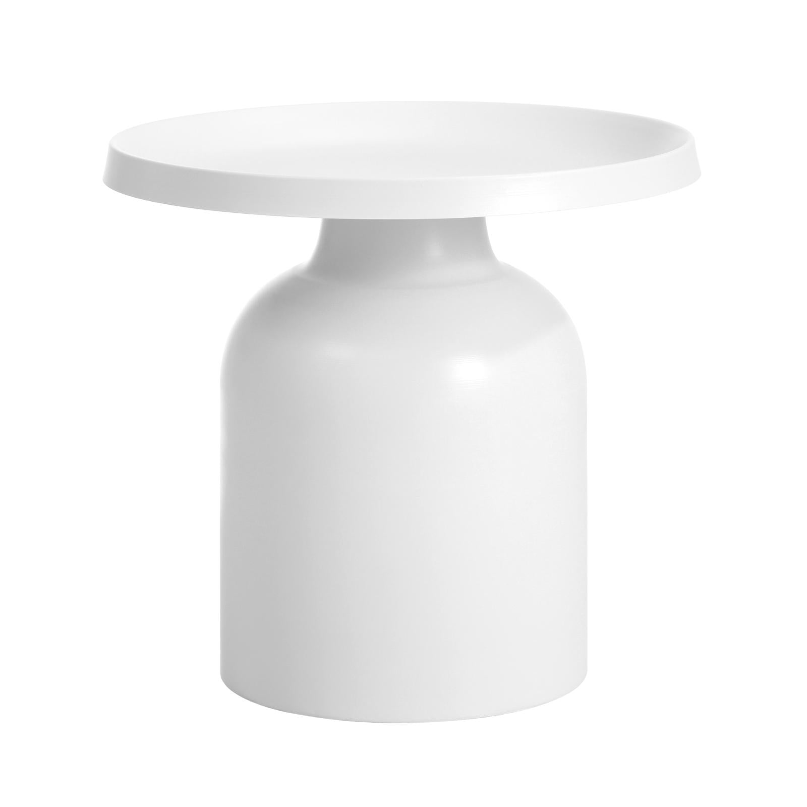 Oikiture Coffee Side Table Round Bedside Sofa Tea End Tables Steel Metal White - Sunyee