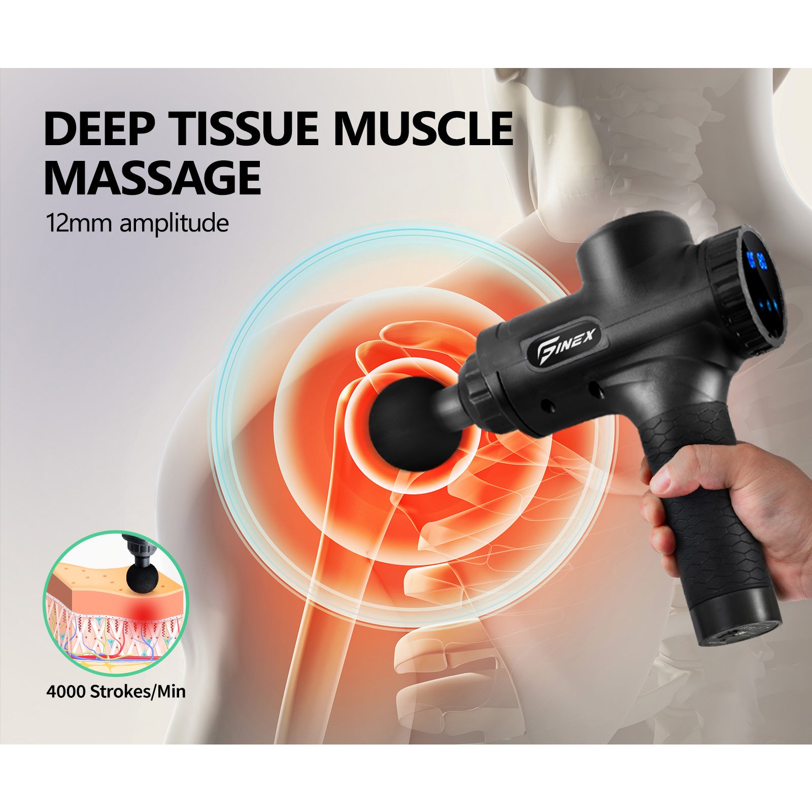 Finex Massage Gun 6 Heads Massager Percussion Vibration Muscle Therapy Tissue - Sunyee