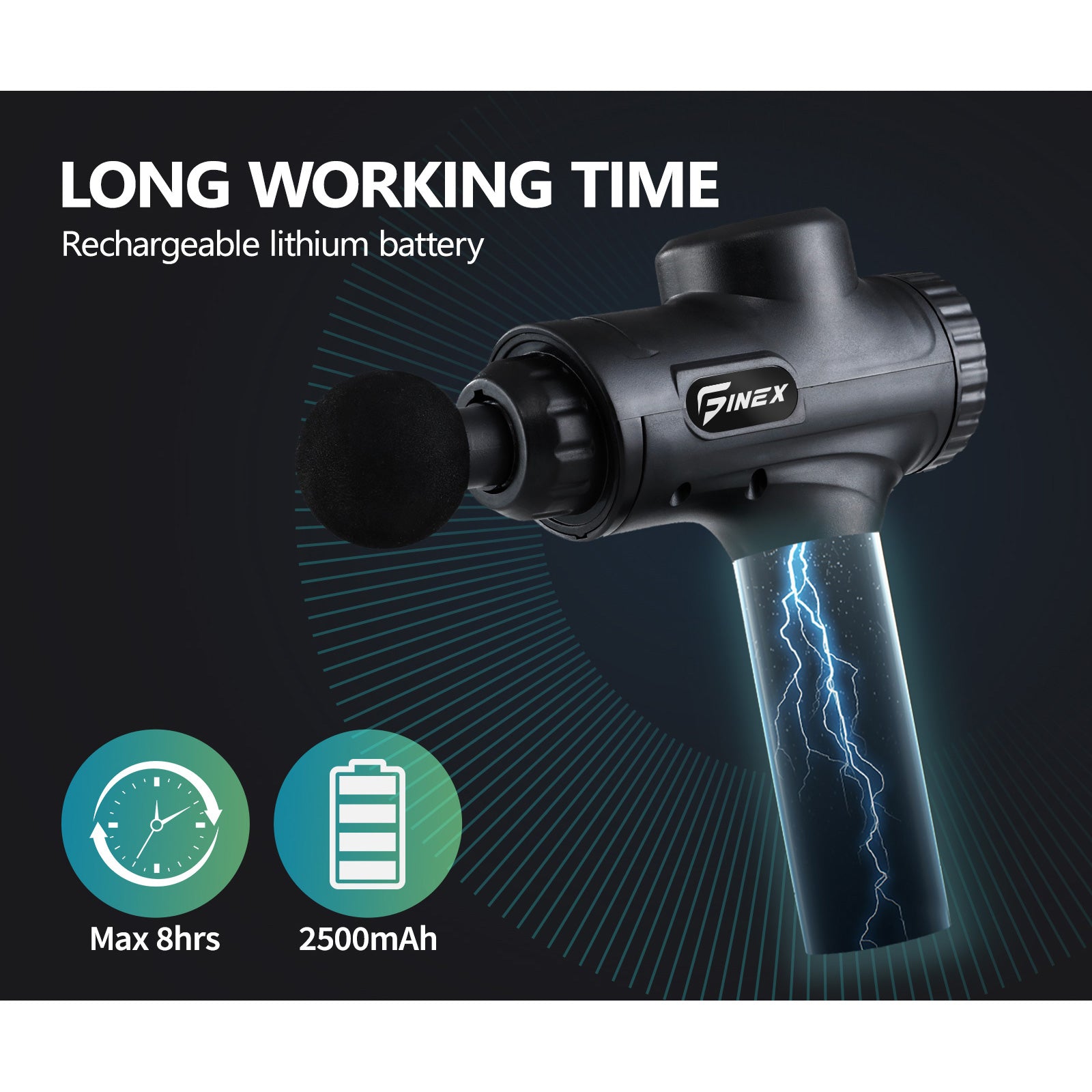 Finex Massage Gun 6 Heads Massager Percussion Vibration Muscle Therapy Tissue - Sunyee