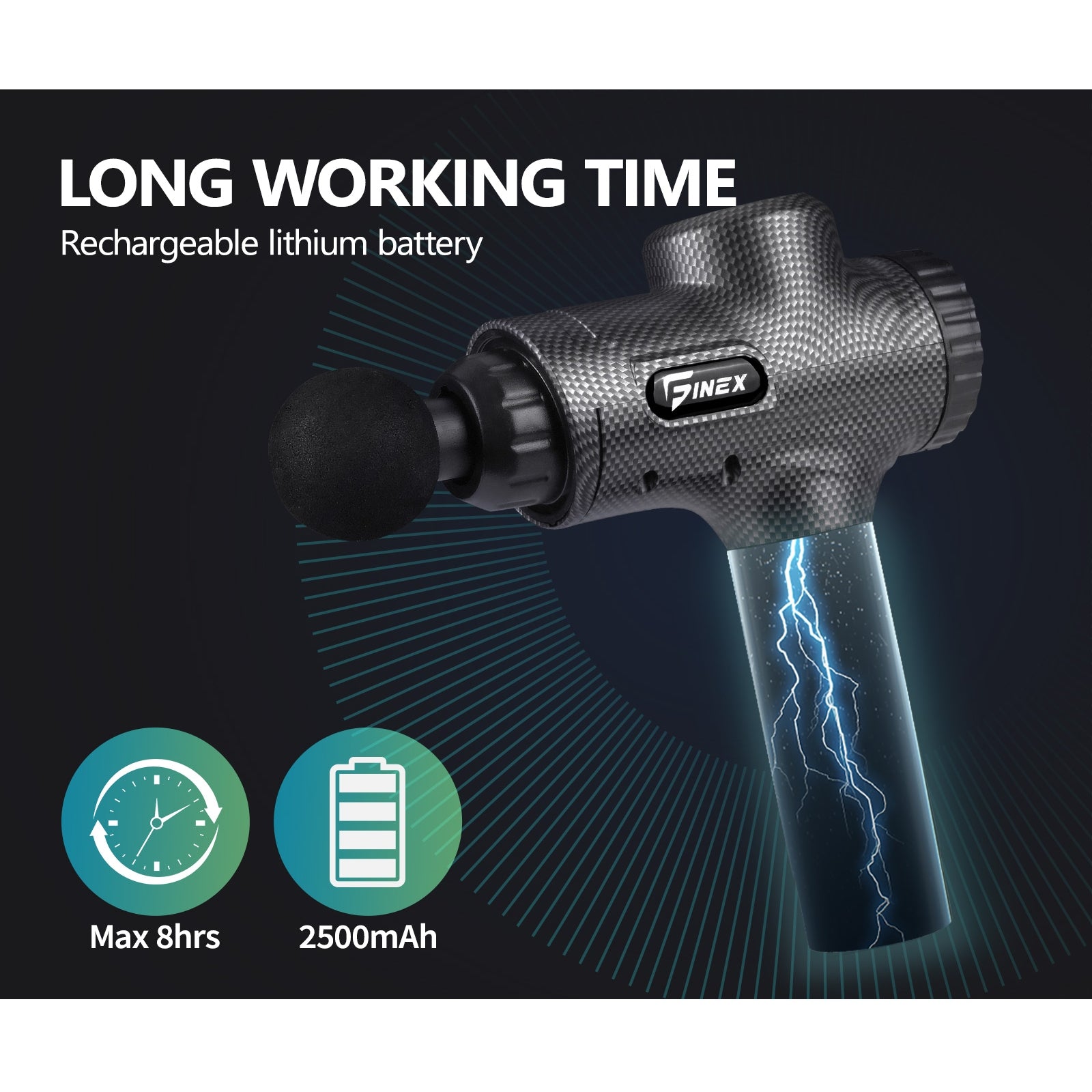 Finex Massage Gun 6 Heads Massager Vibration Muscle Percussion Therapy Tissue - Sunyee