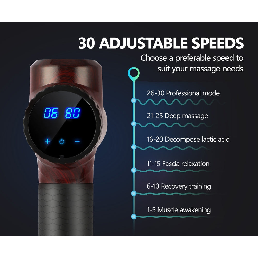 Finex Massage Gun 6 Heads LCD Percussion Vibration Muscle Therapy Deep Tissue - Sunyee