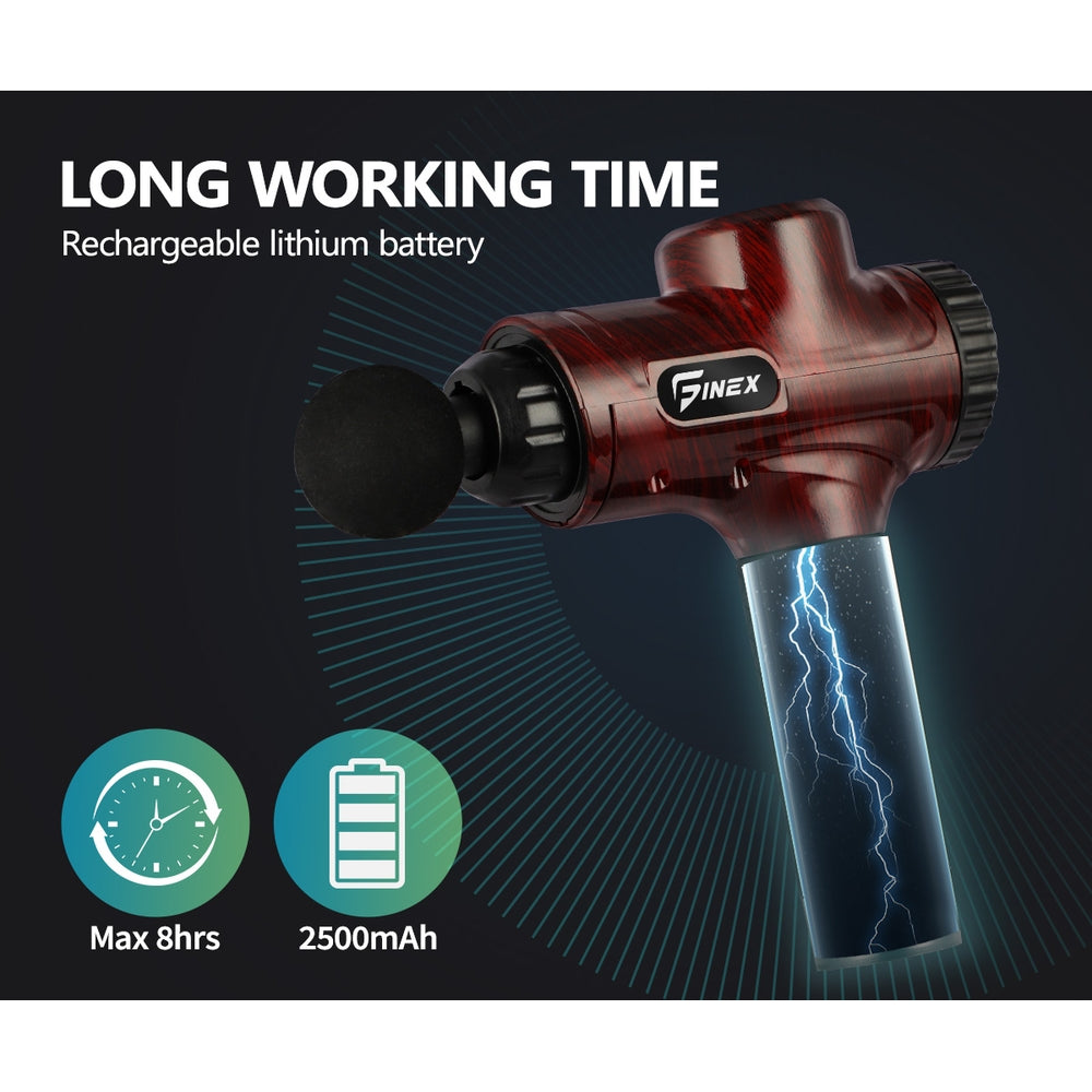 Finex Massage Gun 6 Heads LCD Percussion Vibration Muscle Therapy Deep Tissue - Sunyee