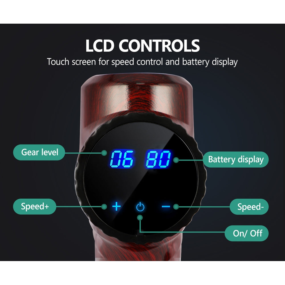 Finex Massage Gun 6 Heads LCD Percussion Vibration Muscle Therapy Deep Tissue - Sunyee