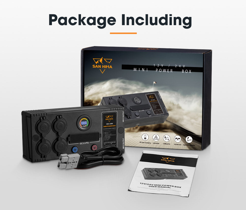 San Hima 12V/24V Mini Power Box Portable Control Hub QC 3.0 Ports W/ Led Light - Sunyee