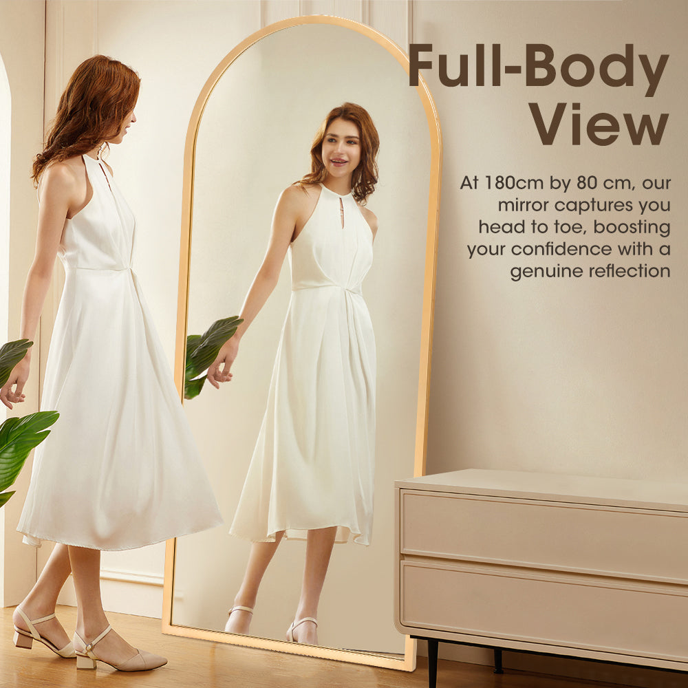 ProPulse Gold Full Length Mirror Floor Standing or Wall Mount Makeup Home Decor - Sunyee
