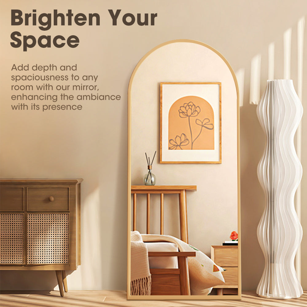 ProPulse Gold Full Length Mirror Floor Standing or Wall Mount Makeup Home Decor - Sunyee