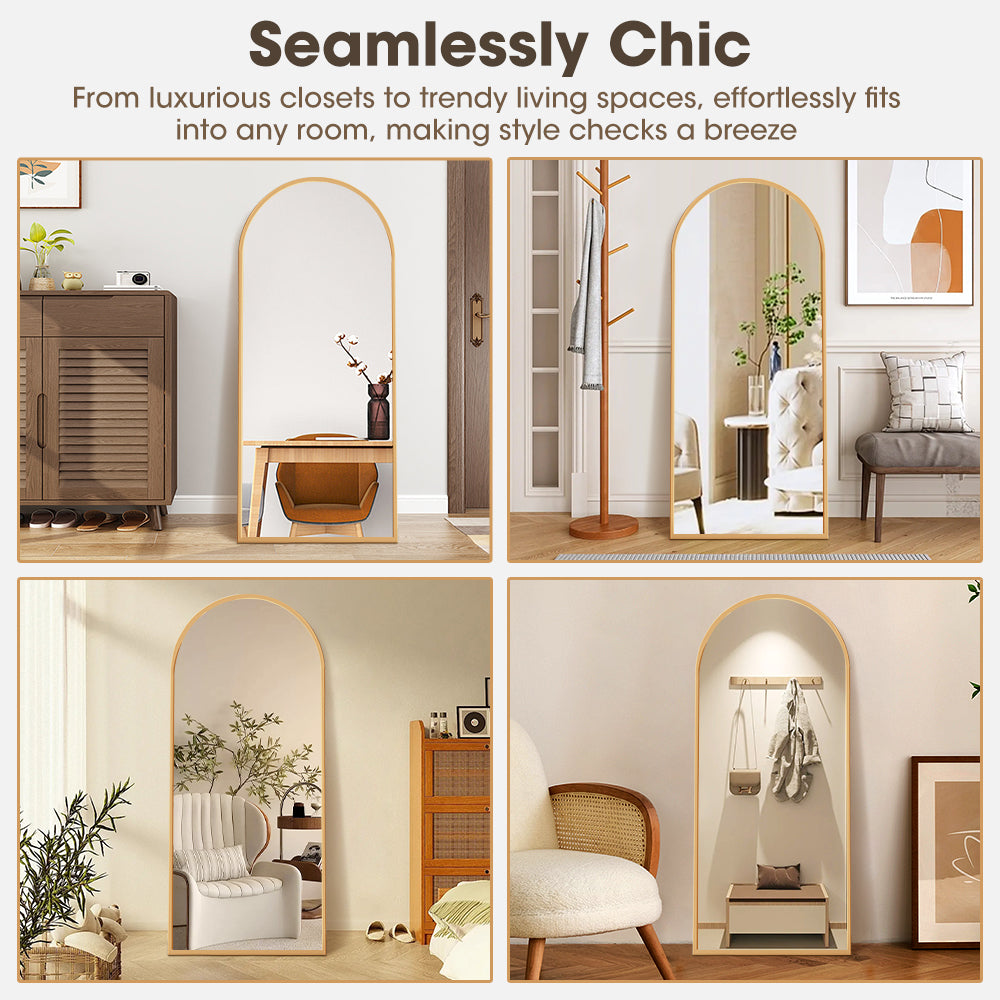 ProPulse Gold Full Length Mirror Floor Standing or Wall Mount Makeup Home Decor - Sunyee